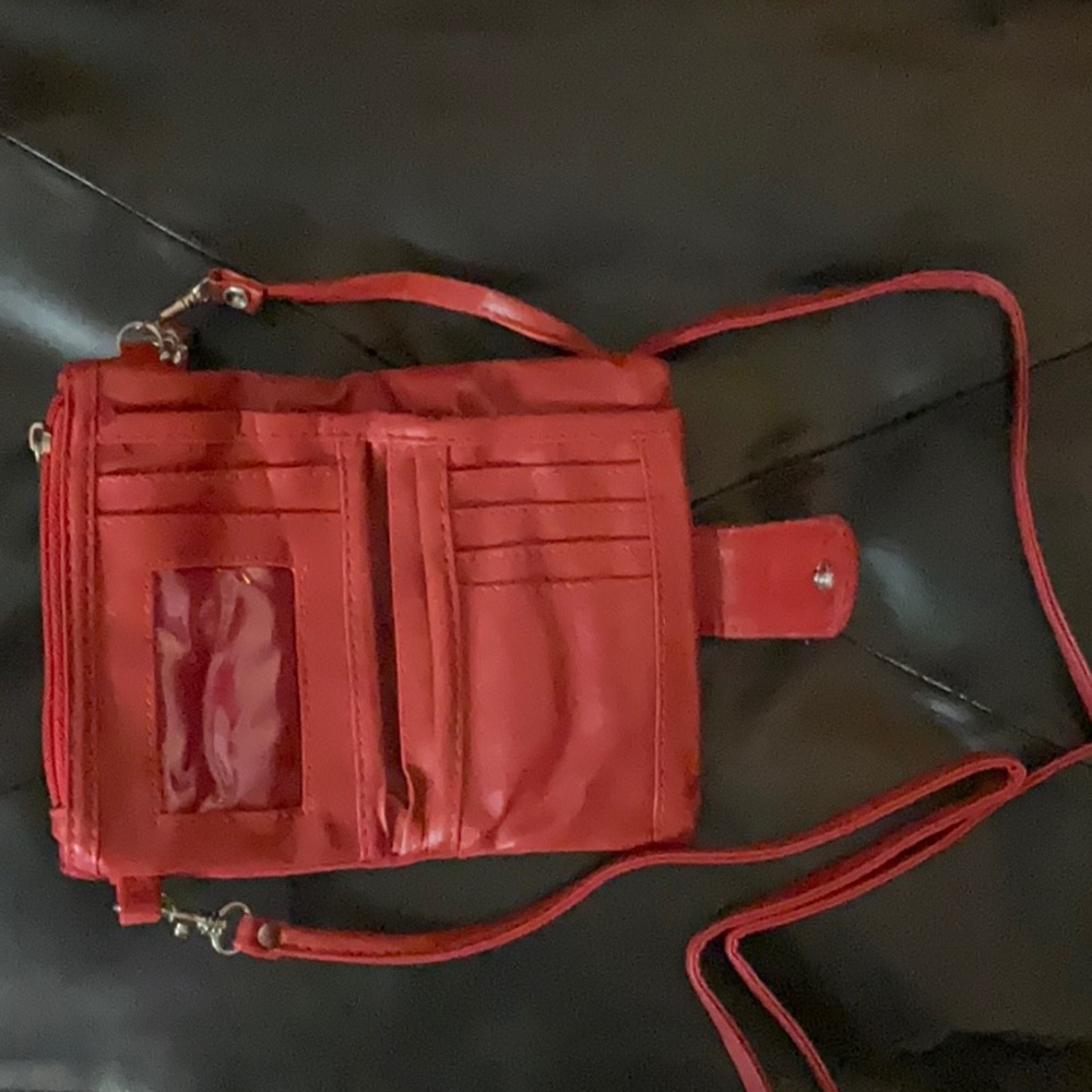 Red Suede Crossbody Wallet/Purse